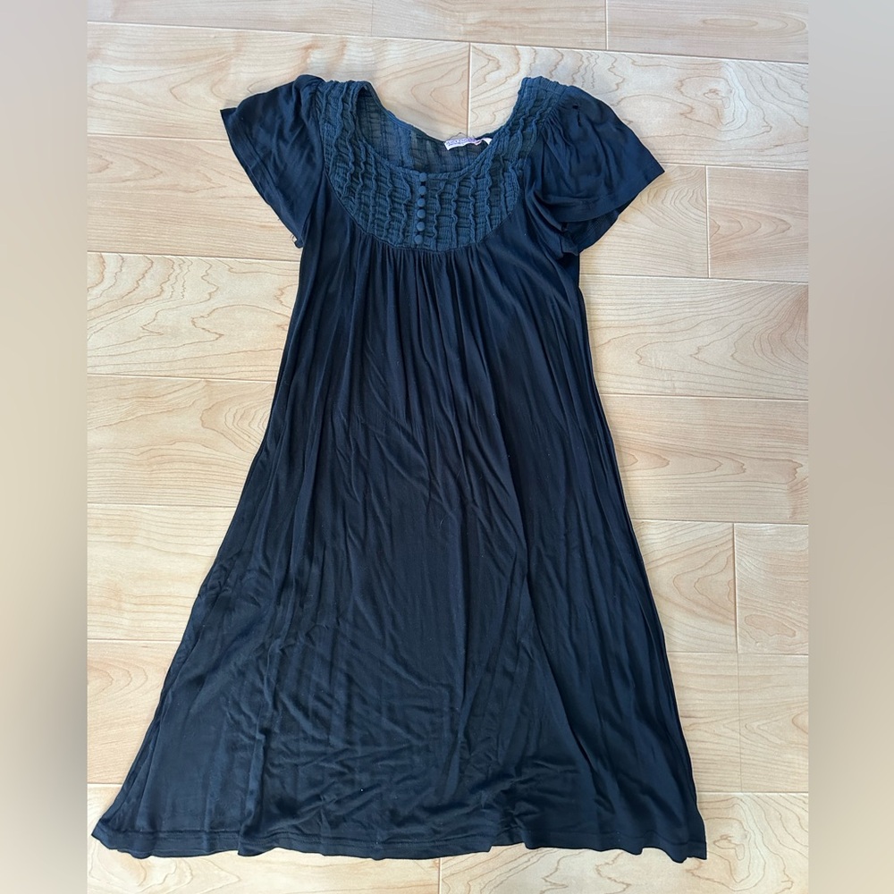 🌻 2/$10 vintage Juicy Couture black short sleeve dress chiffon button mini sm